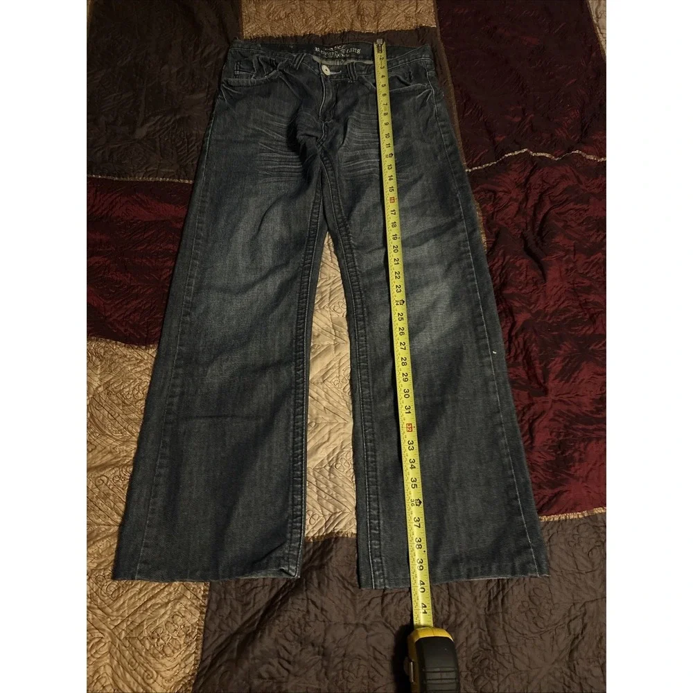 Reward Jeans Mens 32x29 Straight Fit‎ Denim Dark Wash Saw Tooth Pocket Hemmed
